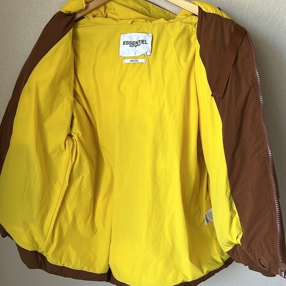 Essentiel antwerp brown and yellow chameleon puffer jacket - Picture 13 of 16